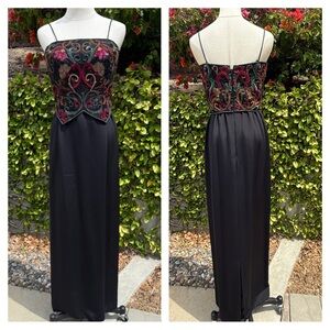 Richilene 1980s beaded black evening dress